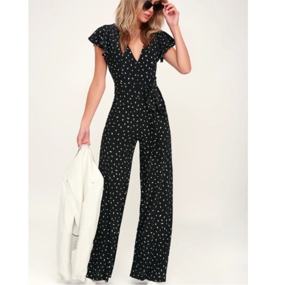 Lulu’s backless black and white jumpsuit